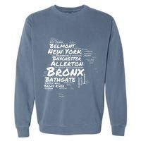Boogie Down Bronx Neighborhoods Word Cloud Bronx New York Garment-Dyed Sweatshirt