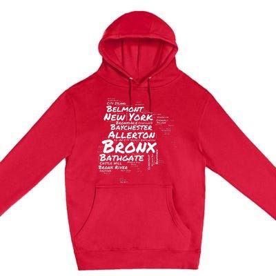 Boogie Down Bronx Neighborhoods Word Cloud Bronx New York Premium Pullover Hoodie