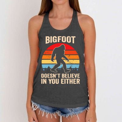 Bigfoot Doesnt Believe In You Either Bigfoot Doesn't Plus Size Women's Knotted Racerback Tank