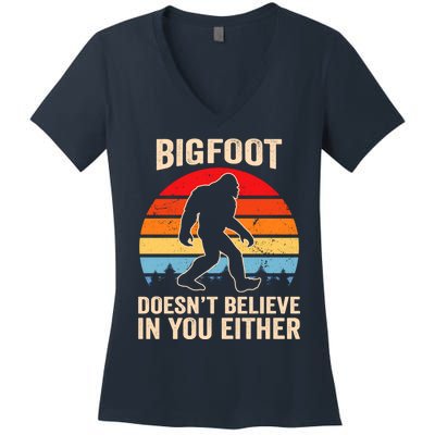 Bigfoot Doesnt Believe In You Either Bigfoot Doesn't Plus Size Women's V-Neck T-Shirt