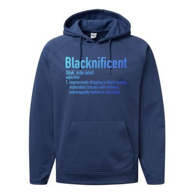 Blacknificent Definition Black History Black Pride Cool Gift Performance Fleece Hoodie