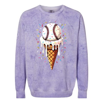 Baseball Drip Boy Ice Cream Cone Drip Baseball Colorblast Crewneck Sweatshirt