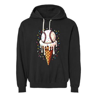 Baseball Drip Boy Ice Cream Cone Drip Baseball Garment-Dyed Fleece Hoodie