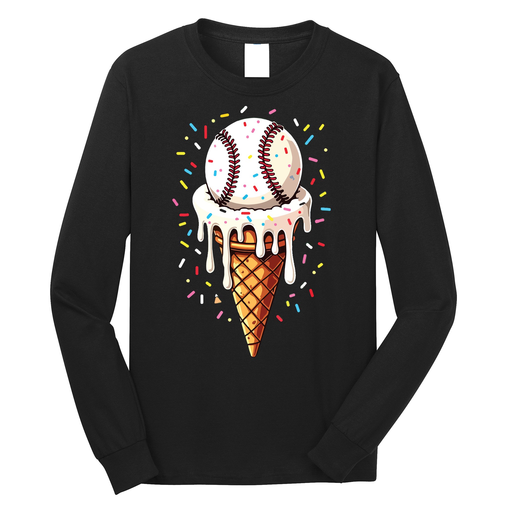 Baseball Drip Boy Ice Cream Cone Drip Baseball Long Sleeve Shirt