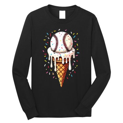 Baseball Drip Boy Ice Cream Cone Drip Baseball Long Sleeve Shirt