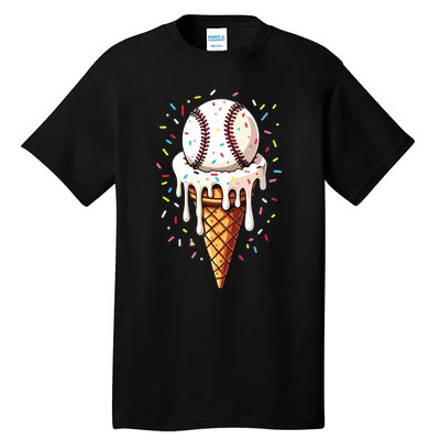 Baseball Drip Boy Ice Cream Cone Drip Baseball Tall T-Shirt