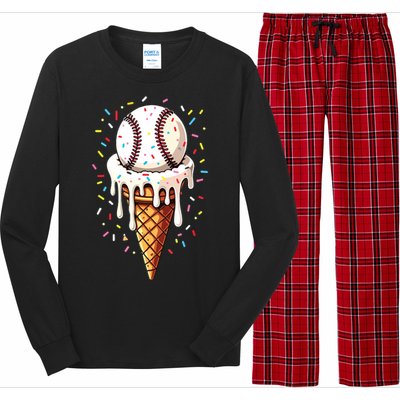 Baseball Drip Boy Ice Cream Cone Drip Baseball Long Sleeve Pajama Set