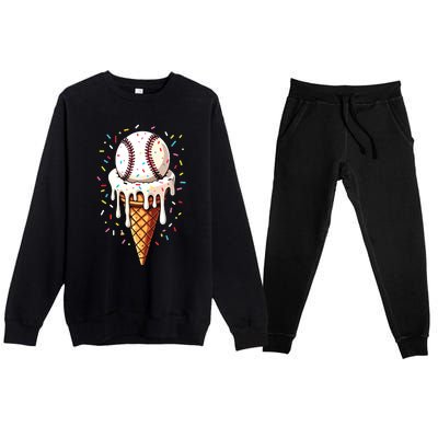 Baseball Drip Boy Ice Cream Cone Drip Baseball Premium Crewneck Sweatsuit Set