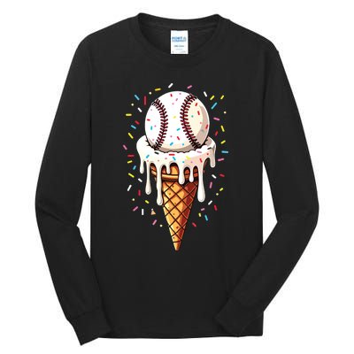 Baseball Drip Boy Ice Cream Cone Drip Baseball Tall Long Sleeve T-Shirt