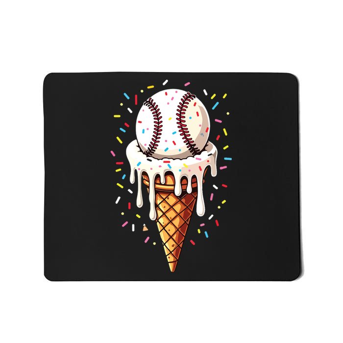 Baseball Drip Boy Ice Cream Cone Drip Baseball Mousepad