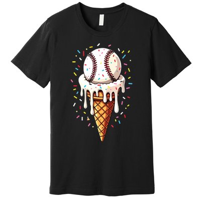 Baseball Drip Boy Ice Cream Cone Drip Baseball Premium T-Shirt