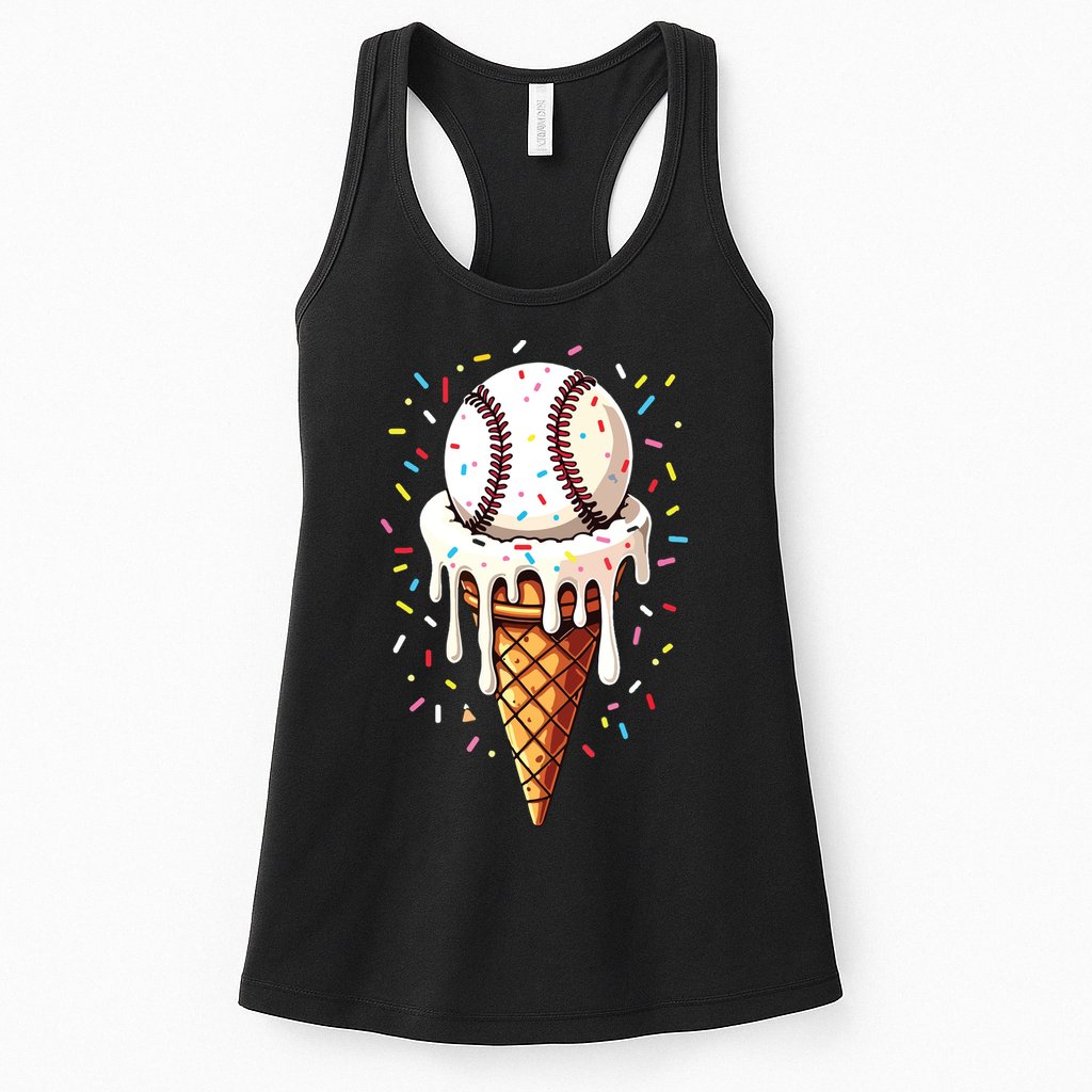Baseball Drip Boy Ice Cream Cone Drip Baseball Womens Tank Top