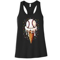 Baseball Drip Boy Ice Cream Cone Drip Baseball Women's Racerback Tank