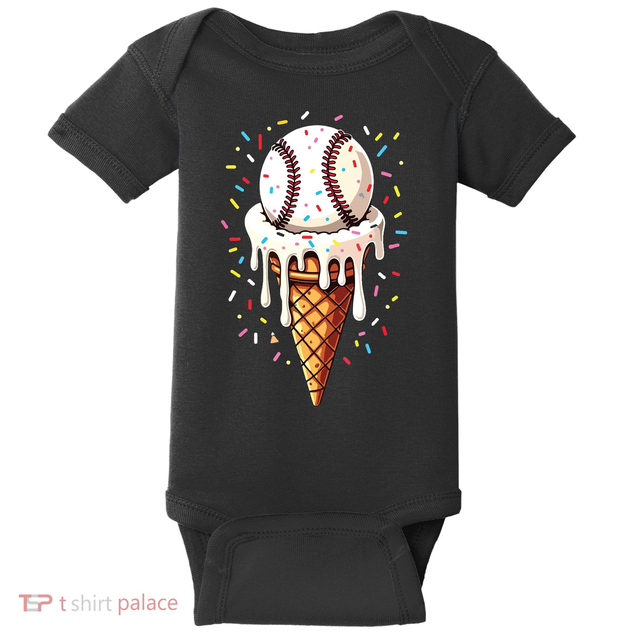 Baseball Drip Boy Ice Cream Cone Drip Baseball Baby Bodysuit