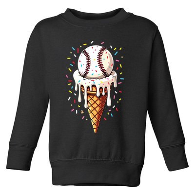 Baseball Drip Boy Ice Cream Cone Drip Baseball Toddler Sweatshirt