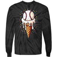 Baseball Drip Boy Ice Cream Cone Drip Baseball Tie-Dye Long Sleeve Shirt