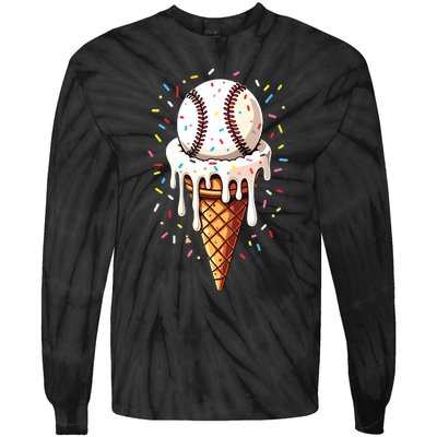 Baseball Drip Boy Ice Cream Cone Drip Baseball Tie-Dye Long Sleeve Shirt