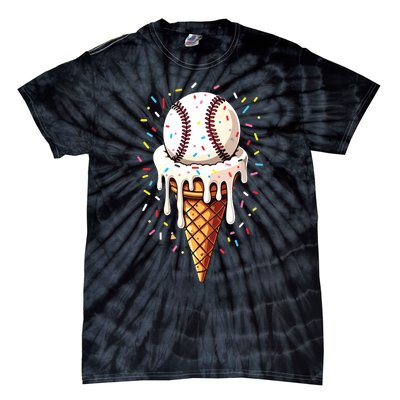 Baseball Drip Boy Ice Cream Cone Drip Baseball Tie-Dye T-Shirt