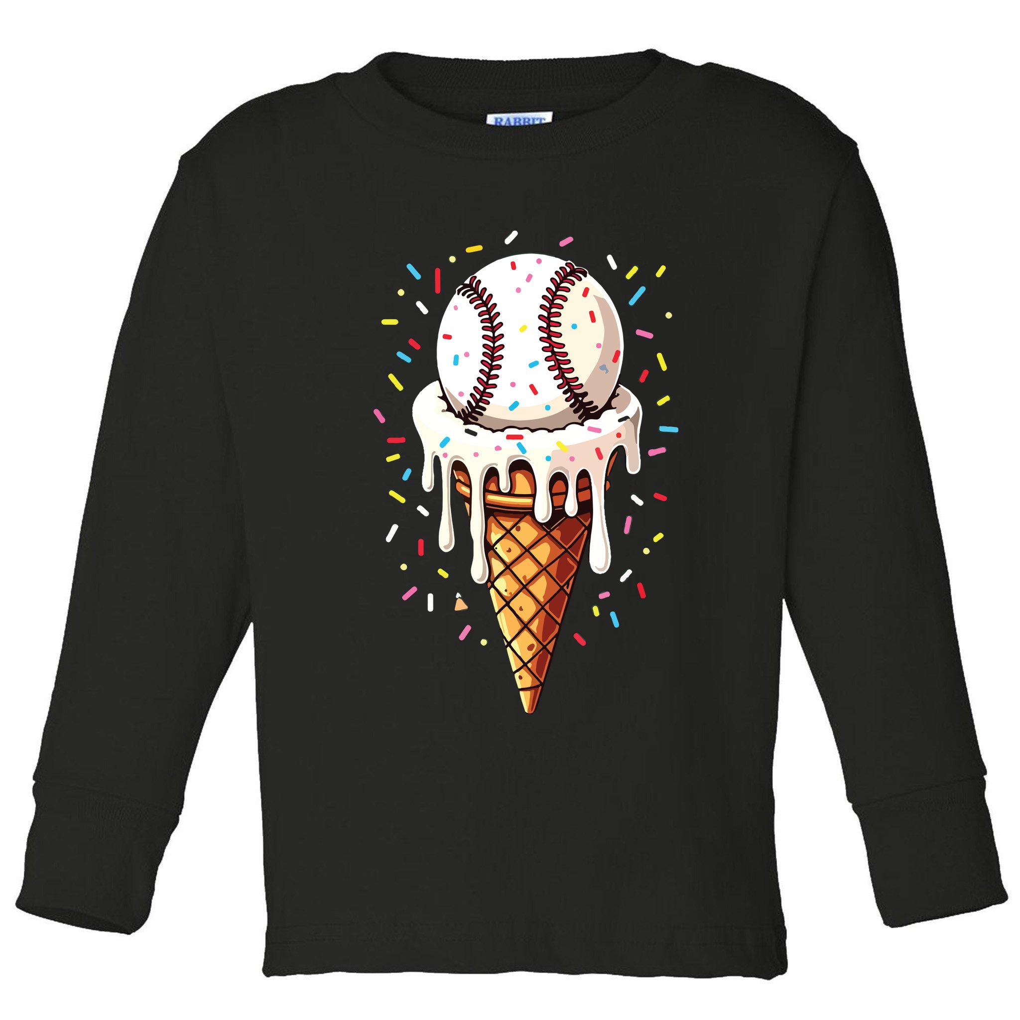 Baseball Drip Boy Ice Cream Cone Drip Baseball Toddler Long Sleeve Shirt