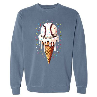 Baseball Drip Boy Ice Cream Cone Drip Baseball Garment-Dyed Sweatshirt