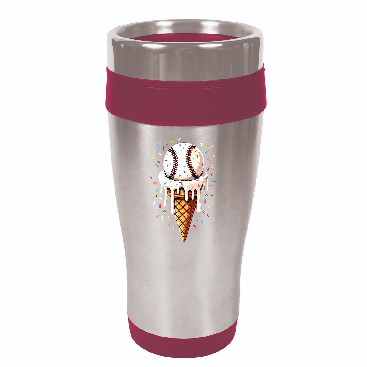 Baseball Drip Boy Ice Cream Cone Drip Baseball 16oz Travel Tumbler