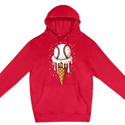 Baseball Drip Boy Ice Cream Cone Drip Baseball Premium Pullover Hoodie