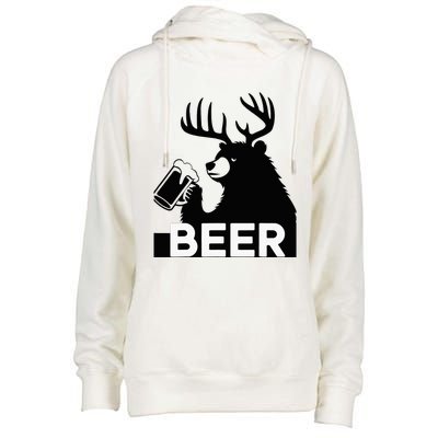 Beer Deer Womens Funnel Neck Pullover Hood