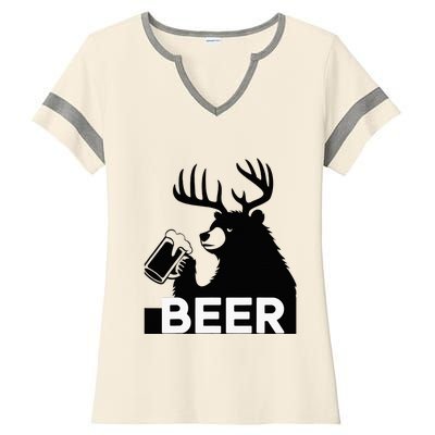 Beer Deer Ladies Halftime Notch Neck Tee