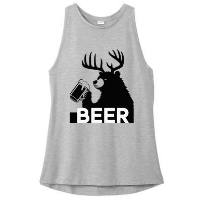 Beer Deer Ladies PosiCharge Tri-Blend Wicking Tank