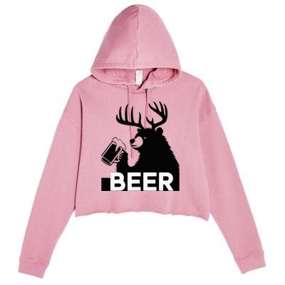 Beer Deer Crop Fleece Hoodie