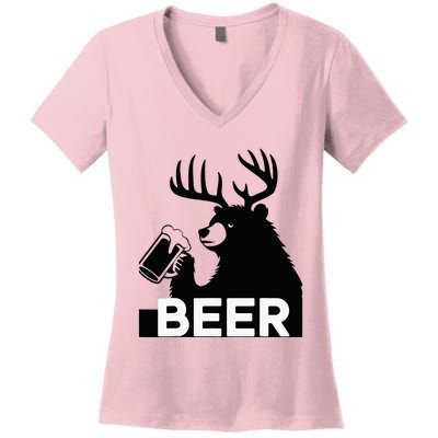 Beer Deer Women's V-Neck T-Shirt