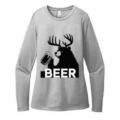 Beer Deer Womens CVC Long Sleeve Shirt