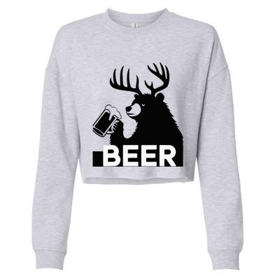 Beer Deer Cropped Pullover Crew