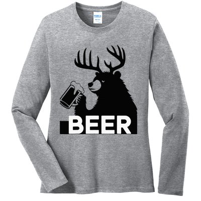 Beer Deer Ladies Long Sleeve Shirt