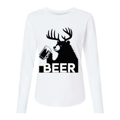 Beer Deer Womens Cotton Relaxed Long Sleeve T-Shirt