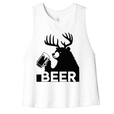 Beer Deer Women's Racerback Cropped Tank