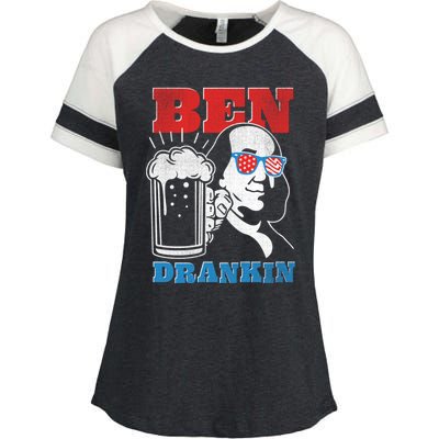 Ben Drankin Beer Mug Ben Franklin Patriotic Gift Enza Ladies Jersey Colorblock Tee