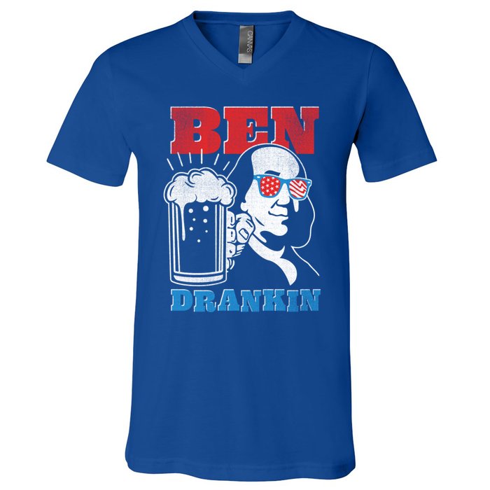 Ben Drankin Beer Mug Ben Franklin Patriotic Gift V-Neck T-Shirt