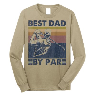 Best Dad By Par Golfer Golf Disc Golf Club Swing Retro Long Sleeve Shirt