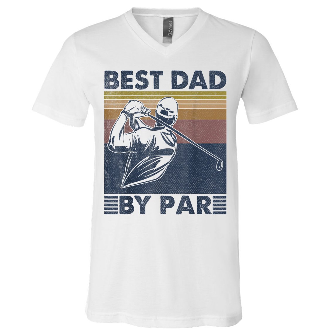Best Dad By Par Golfer Golf Disc Golf Club Swing Retro V-Neck T-Shirt