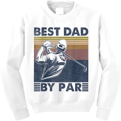 Best Dad By Par Golfer Golf Disc Golf Club Swing Retro Kids Sweatshirt