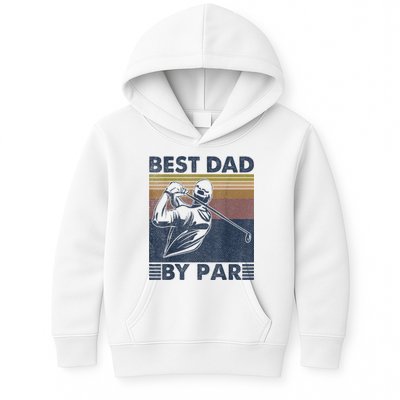 Best Dad By Par Golfer Golf Disc Golf Club Swing Retro Kids Hoodie