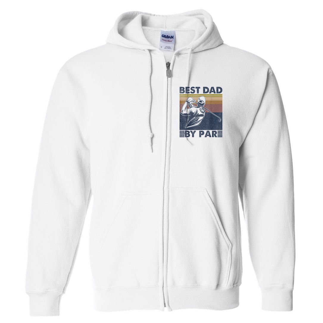 Best Dad By Par Golfer Golf Disc Golf Club Swing Retro Full Zip Hoodie