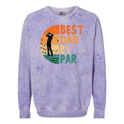 Best Dad By Par Golf Father's Day Golfing Funny Colorblast Crewneck Sweatshirt