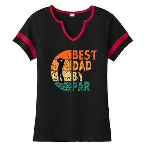 Best Dad By Par Golf Father's Day Golfing Funny Ladies Halftime Notch Neck Tee