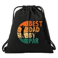 Best Dad By Par Golf Father's Day Golfing Funny Drawstring Bag