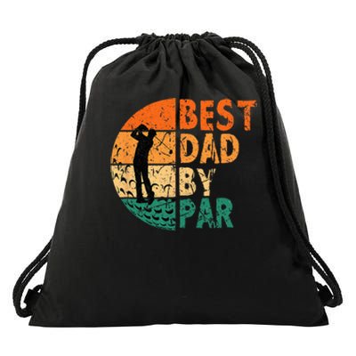 Best Dad By Par Golf Father's Day Golfing Funny Drawstring Bag