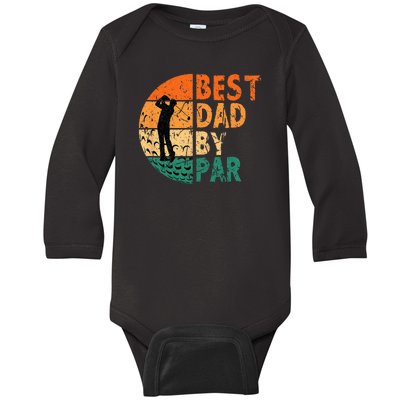 Best Dad By Par Golf Father's Day Golfing Funny Baby Long Sleeve Bodysuit