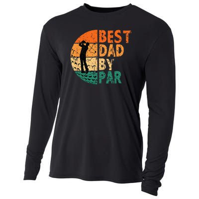 Best Dad By Par Golf Father's Day Golfing Funny Cooling Performance Long Sleeve Crew