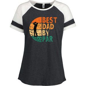 Best Dad By Par Golf Father's Day Golfing Funny Enza Ladies Jersey Colorblock Tee